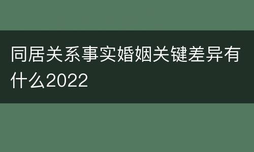 同居关系事实婚姻关键差异有什么2022