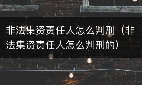 非法集资责任人怎么判刑（非法集资责任人怎么判刑的）