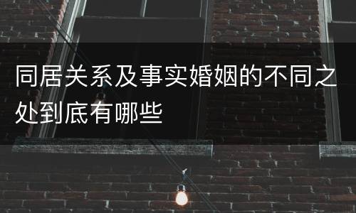 同居关系及事实婚姻的不同之处到底有哪些