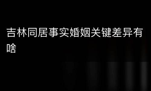 吉林同居事实婚姻关键差异有啥