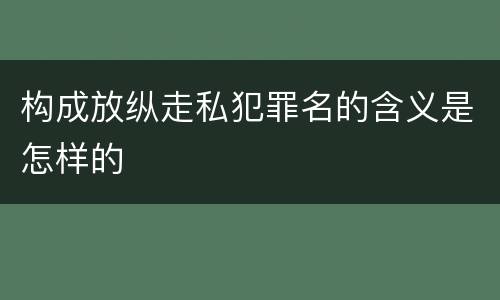 构成放纵走私犯罪名的含义是怎样的