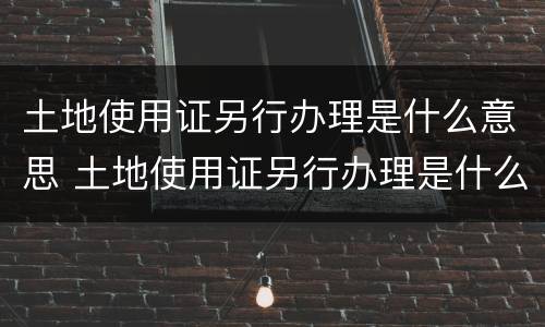 土地使用证另行办理是什么意思 土地使用证另行办理是什么意思啊