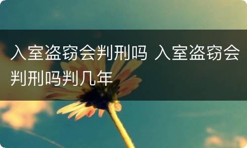 入室盗窃会判刑吗 入室盗窃会判刑吗判几年