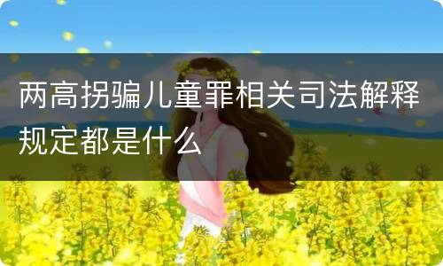 两高拐骗儿童罪相关司法解释规定都是什么