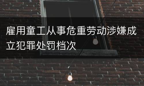雇用童工从事危重劳动涉嫌成立犯罪处罚档次