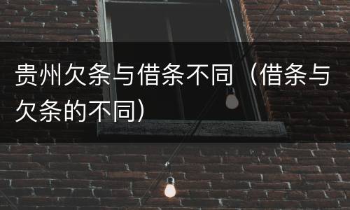 贵州欠条与借条不同（借条与欠条的不同）