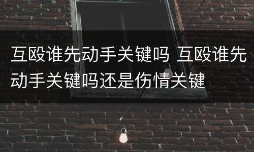 互殴谁先动手关键吗 互殴谁先动手关键吗还是伤情关键