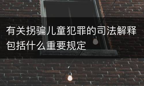 有关拐骗儿童犯罪的司法解释包括什么重要规定