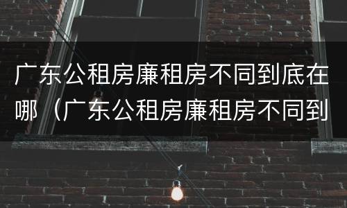 广东公租房廉租房不同到底在哪（广东公租房廉租房不同到底在哪里申请）