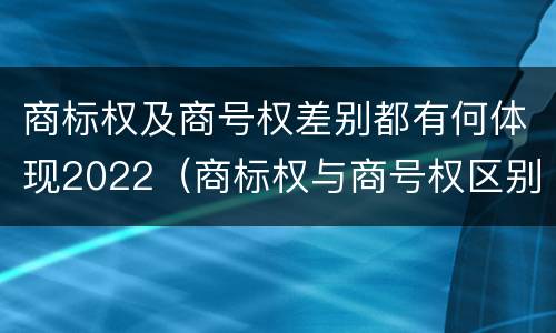 商标权及商号权差别都有何体现2022（商标权与商号权区别）