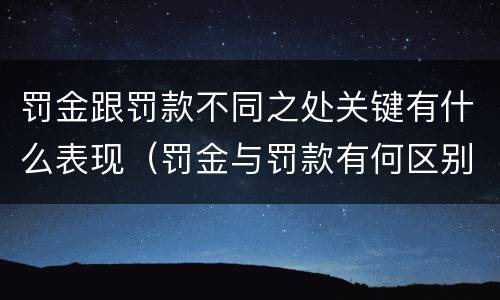 罚金跟罚款不同之处关键有什么表现（罚金与罚款有何区别）
