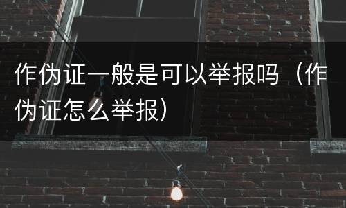 作伪证一般是可以举报吗（作伪证怎么举报）