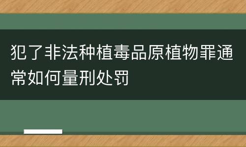 犯了非法种植毒品原植物罪通常如何量刑处罚