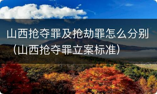 山西抢夺罪及抢劫罪怎么分别（山西抢夺罪立案标准）