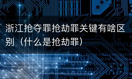 浙江抢夺罪抢劫罪关键有啥区别（什么是抢劫罪）