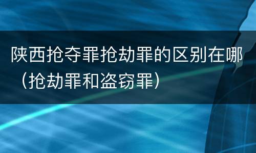 陕西抢夺罪抢劫罪的区别在哪（抢劫罪和盗窃罪）