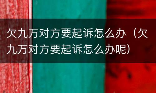 欠九万对方要起诉怎么办（欠九万对方要起诉怎么办呢）
