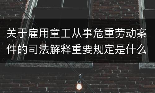 关于雇用童工从事危重劳动案件的司法解释重要规定是什么