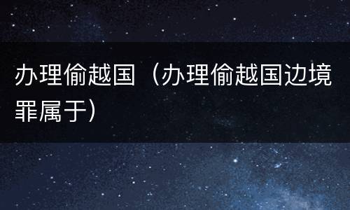 办理偷越国（办理偷越国边境罪属于）