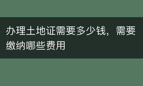 办理土地证需要多少钱，需要缴纳哪些费用