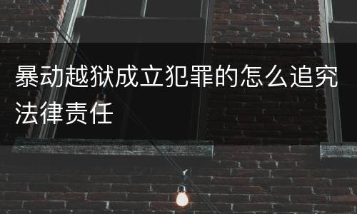 暴动越狱成立犯罪的怎么追究法律责任