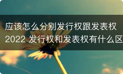 应该怎么分别发行权跟发表权2022 发行权和发表权有什么区别