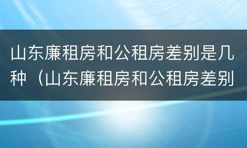 山东廉租房和公租房差别是几种（山东廉租房和公租房差别是几种情况）