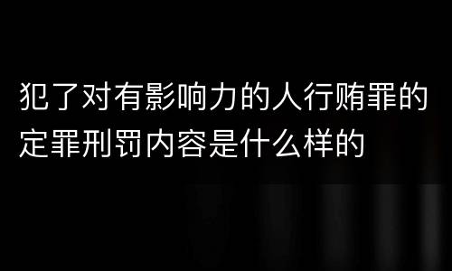 犯了对有影响力的人行贿罪的定罪刑罚内容是什么样的