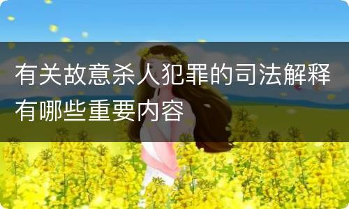 有关故意杀人犯罪的司法解释有哪些重要内容