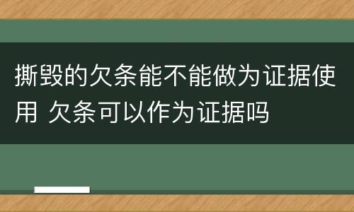 撕毁的欠条能不能做为证据使用 欠条可以作为证据吗