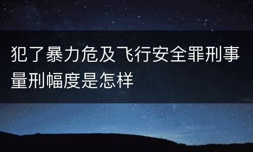 犯了暴力危及飞行安全罪刑事量刑幅度是怎样