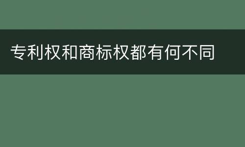 专利权和商标权都有何不同