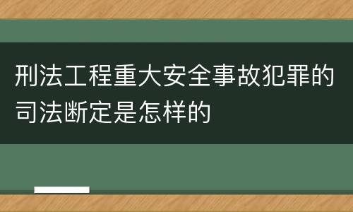 刑法工程重大安全事故犯罪的司法断定是怎样的