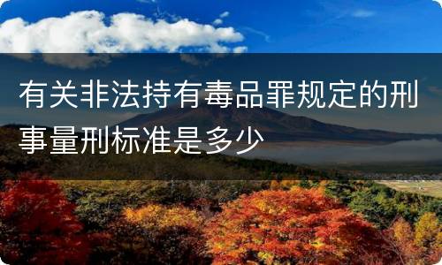 有关非法持有毒品罪规定的刑事量刑标准是多少