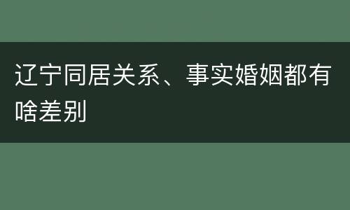 辽宁同居关系、事实婚姻都有啥差别