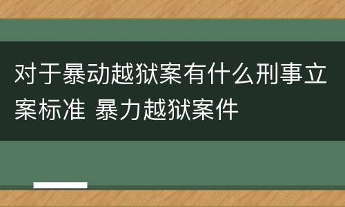 对于暴动越狱案有什么刑事立案标准 暴力越狱案件