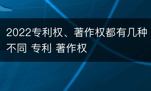 2022专利权、著作权都有几种不同 专利 著作权
