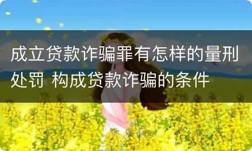 成立贷款诈骗罪有怎样的量刑处罚 构成贷款诈骗的条件