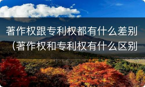 著作权跟专利权都有什么差别（著作权和专利权有什么区别）