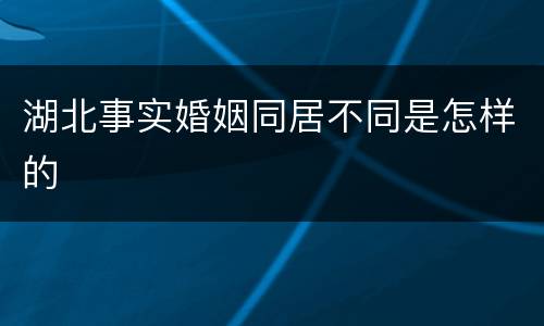 湖北事实婚姻同居不同是怎样的