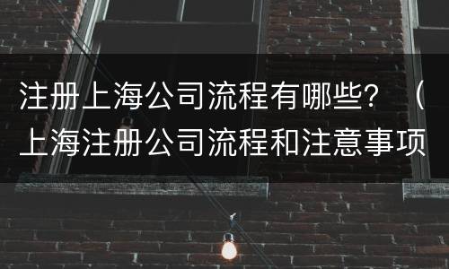 注册上海公司流程有哪些？（上海注册公司流程和注意事项）