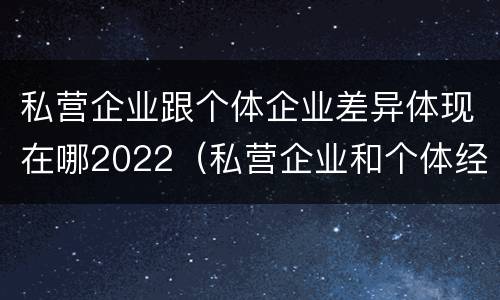私营企业跟个体企业差异体现在哪2022（私营企业和个体经济的区别）