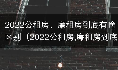 2022公租房、廉租房到底有啥区别（2022公租房,廉租房到底有啥区别呢）