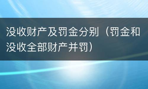 没收财产及罚金分别（罚金和没收全部财产并罚）