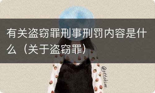 有关盗窃罪刑事刑罚内容是什么（关于盗窃罪）