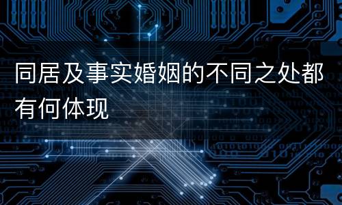 同居及事实婚姻的不同之处都有何体现