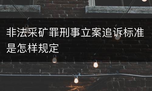非法采矿罪刑事立案追诉标准是怎样规定