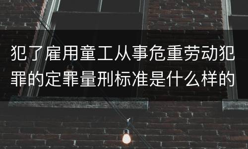 犯了雇用童工从事危重劳动犯罪的定罪量刑标准是什么样的