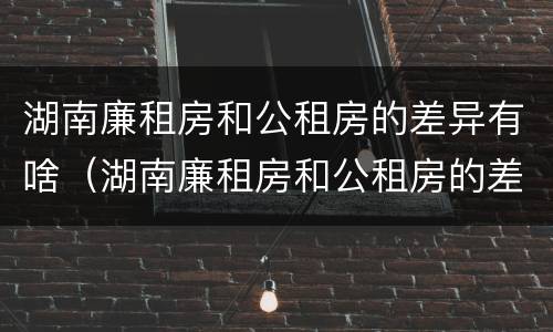 湖南廉租房和公租房的差异有啥（湖南廉租房和公租房的差异有啥区别）