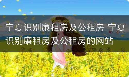 宁夏识别廉租房及公租房 宁夏识别廉租房及公租房的网站
